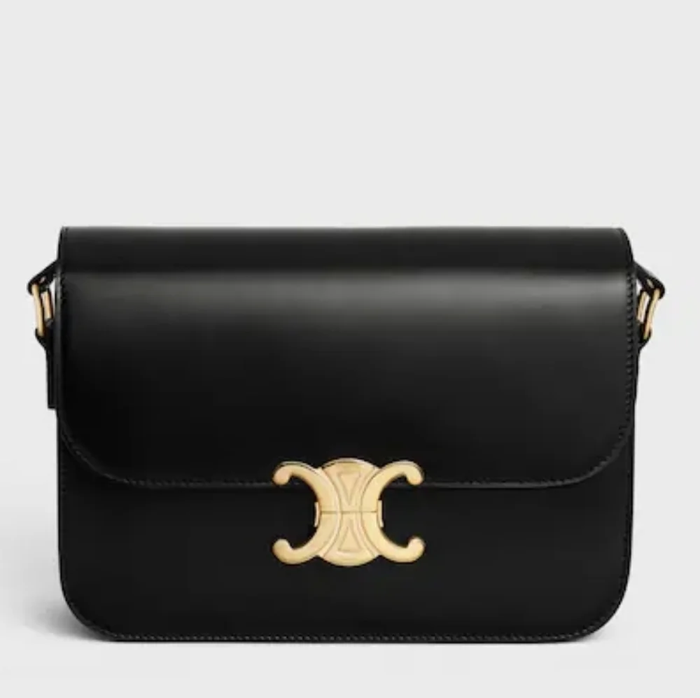 New! MSRP $4250 Authentic CELINE CLASSIQUE TRIOMPHE BAG IN BLACK Shiny Calfskin - Picture 11 of 16